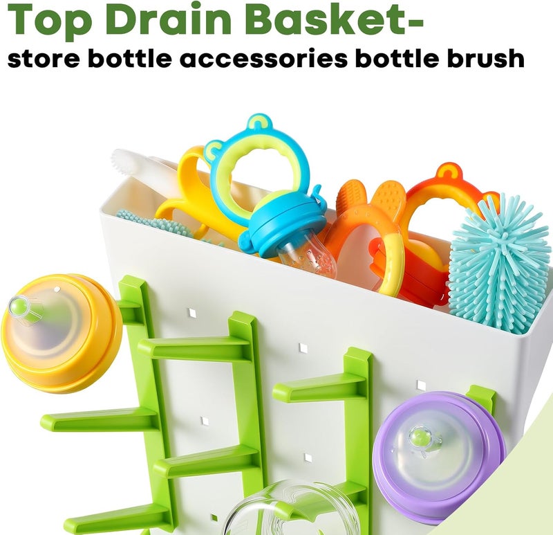 MeCids Baby Bottle Drying Rack, Vertical Standing Bottle Dryer Rack Holder, Space Saving Baby Bottle Drying Rack for Countertop - Holds Up to 12 Baby Bottles - Image 4